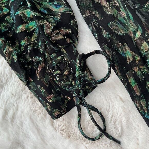 NWT House of Harlow 1960 x REVOLVE Clark Dress Metallic Black Mini size L - Picture 10 of 14